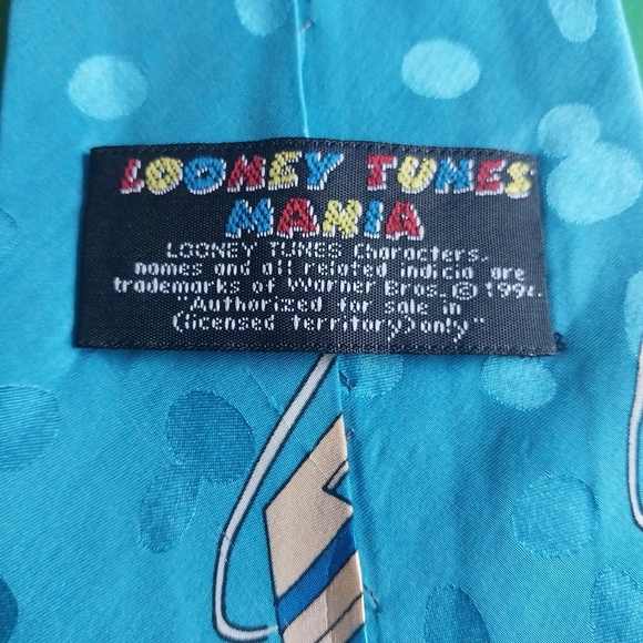 Vintage 90s Looney Tunes Golfer Mens Necktie Bugs Bunny Taz Daffy Cartoon Gift - Picture 3 of 6